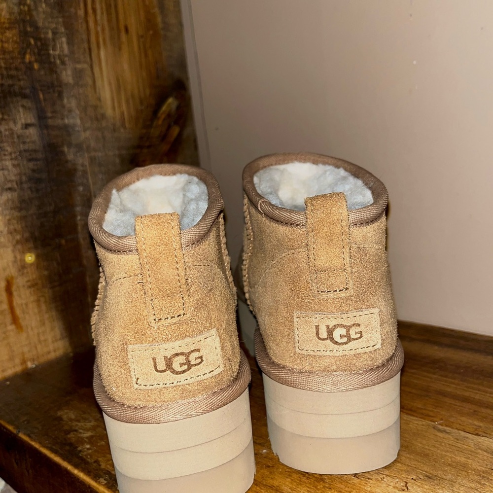 UGG Tan Suede Platform Ankle Boots - Picture 5 of 6